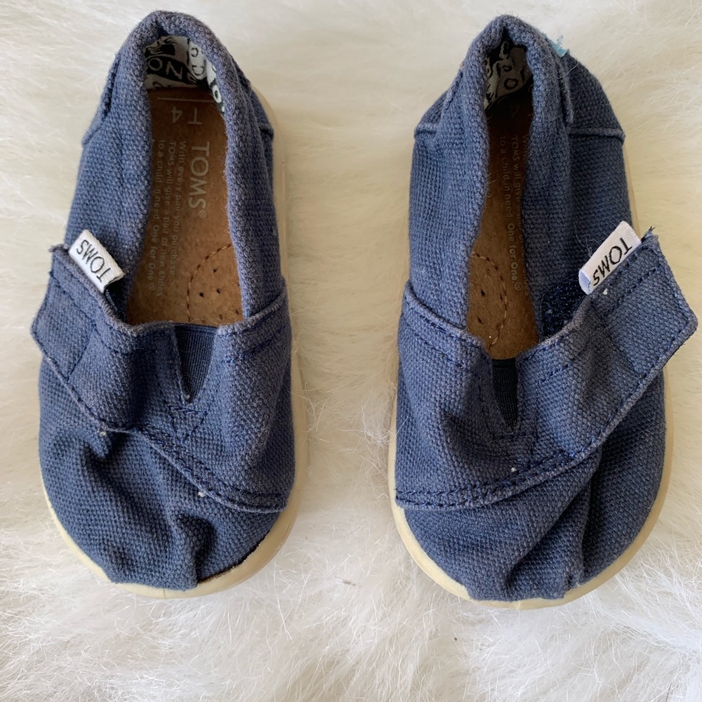 Toms Navy Blue Canvas Velcro 4T